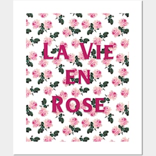 La Vie En Rose - Pink Vintage roses on White Posters and Art